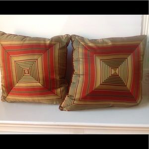 Raymond Waites Orange  Pillows Gold Graphic Accent